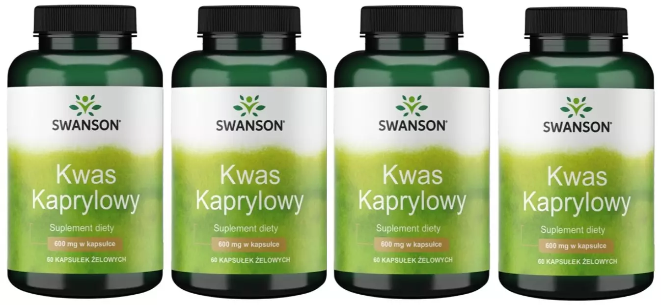 Каприловая кислота Swanson Caprylic Acid 600 мг, мягкие капсулы, 4 упаковки по 60 капсул
