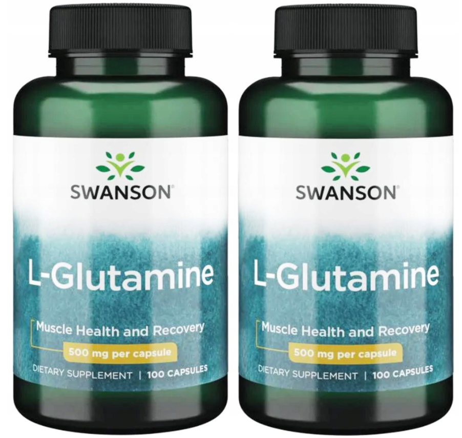 L-глютамин Swanson L-Glutamine, 500 мг, 2 упаковки по 100 капсул