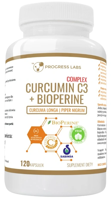 Куркумин Progress Labs Curcumin C3 Complex 500 мг, с пиперином, 120 капсул