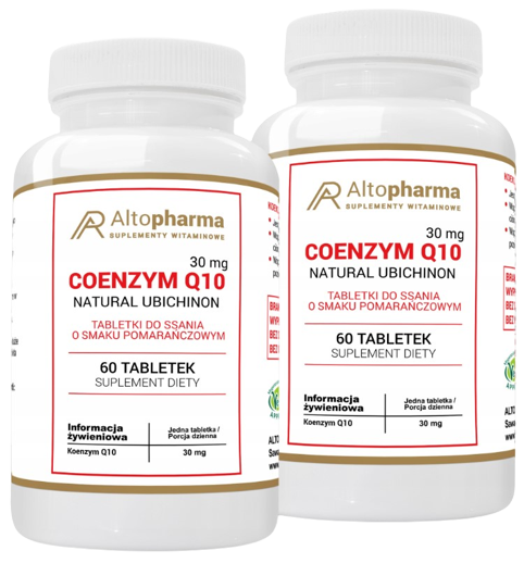 Коэнзим Q10 AltoPharma Forte 30 мг, апельсин, таблетки для рассасывания, набор 2 упаковки по 60 штук