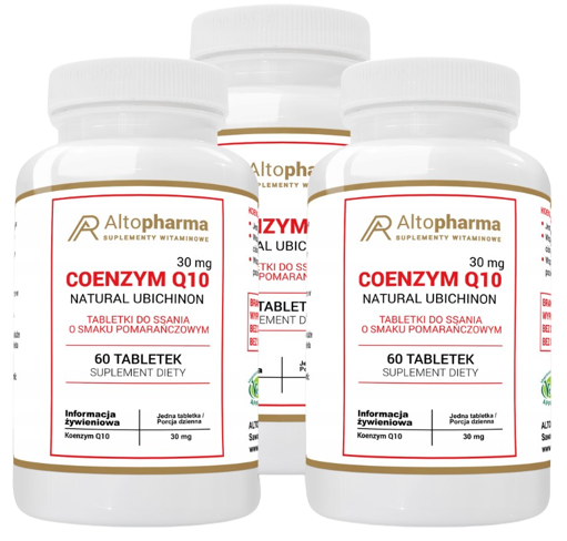 Коэнзим Q10 AltoPharma Forte 30 мг, апельсин, таблетки для рассасывания, набор 3 упаковки по 60 штук