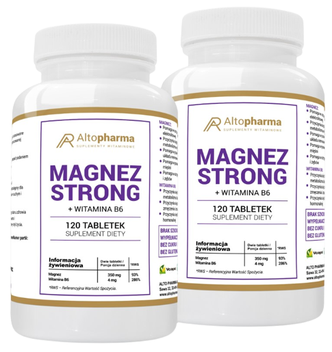 Магний AltoPharma Strong 350 мг, с витамином B6, набор 2 упаковки по 120 таблеток