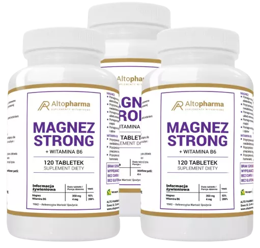 Магний AltoPharma Strong 350 мг, с витамином B6, набор 3 упаковки по 120 таблеток