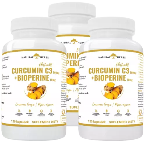 Экстракт куркумы AltoPharma Curcumin C3 Complex 500 мг, с Bioperine, набор 3 упаковки по 120 капсул