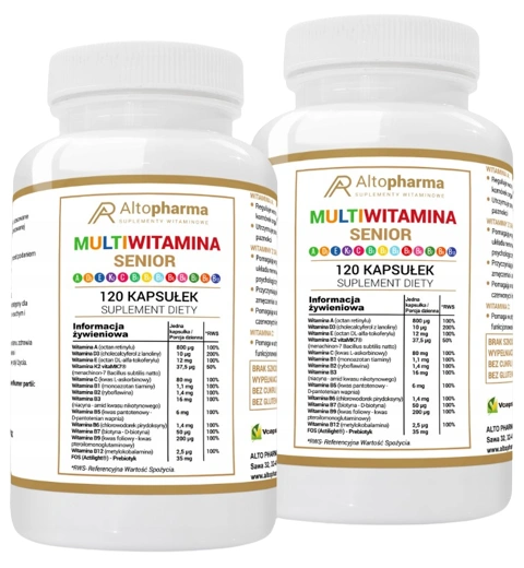 Мультивитамины AltoPharma Senior, для старшего возраста, набор 2 упаковки по 120 капсул
