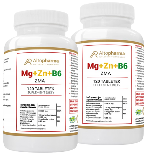 Магний, цинк и B6 AltoPharma Mg+Zn+B6, набор 2 упаковки по 120 таблеток