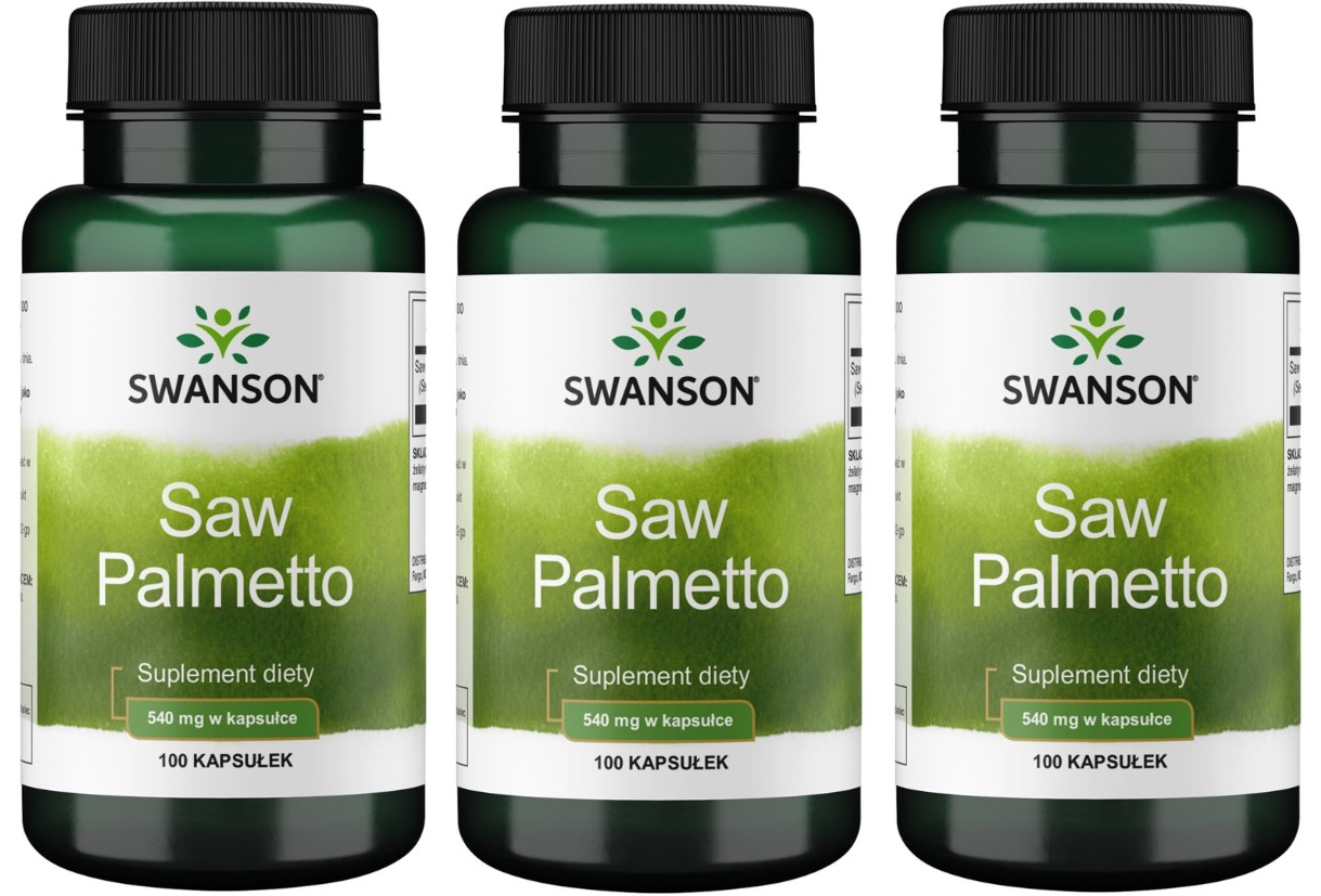 Сереноя Swanson Saw Palmetto 540 мг, для простаты, 3 упаковки по 100 капсул