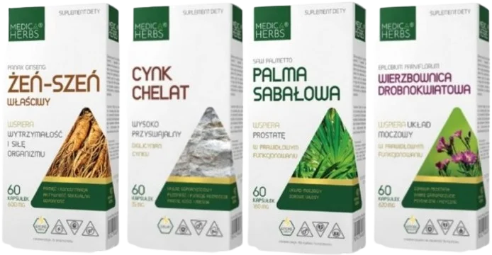 Набор для мужчин Medica Herbs Forte пальма сабаль, кипрей, цинк и женьшень, для простаты, капсулы
