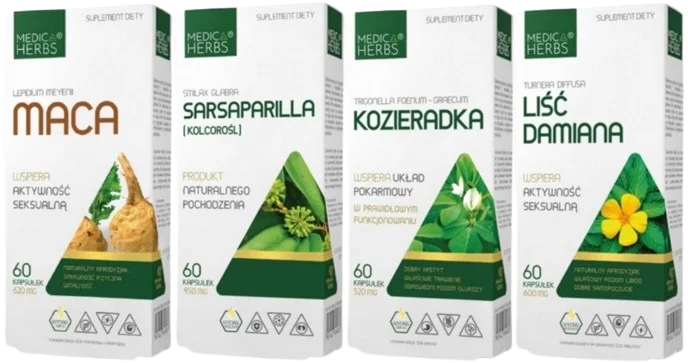 Набор для мужчин Medica Herbs сарсапарилла, мака, пажитник и дамиана, капсулы
