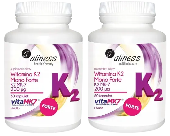 Витамин K2 Aliness MonoForte MK-7 200 мкг, из натто, 2 упаковки по 60 капсул