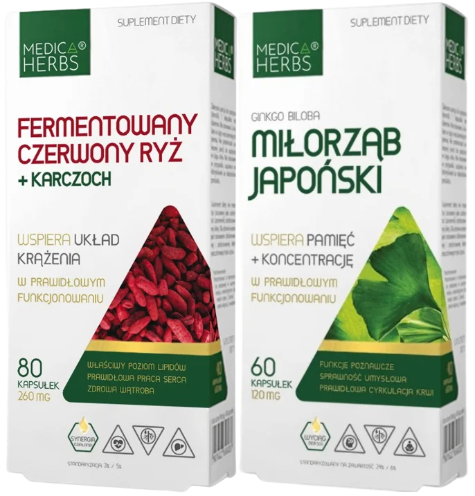 Набор добавок Medica Herbs красный ферментированный рис и гинкго билоба, капсулы