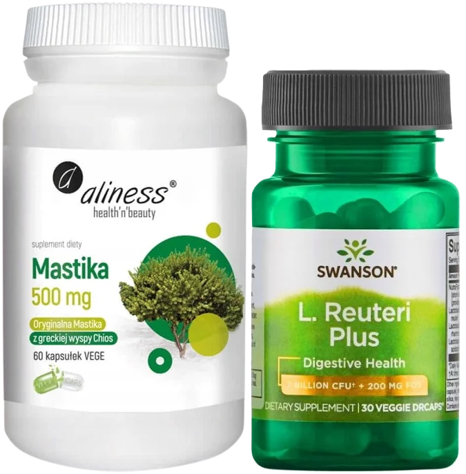 Набор Aliness мастика 500 мг и пробиотик Swanson L. Reuteri Plus, капсулы