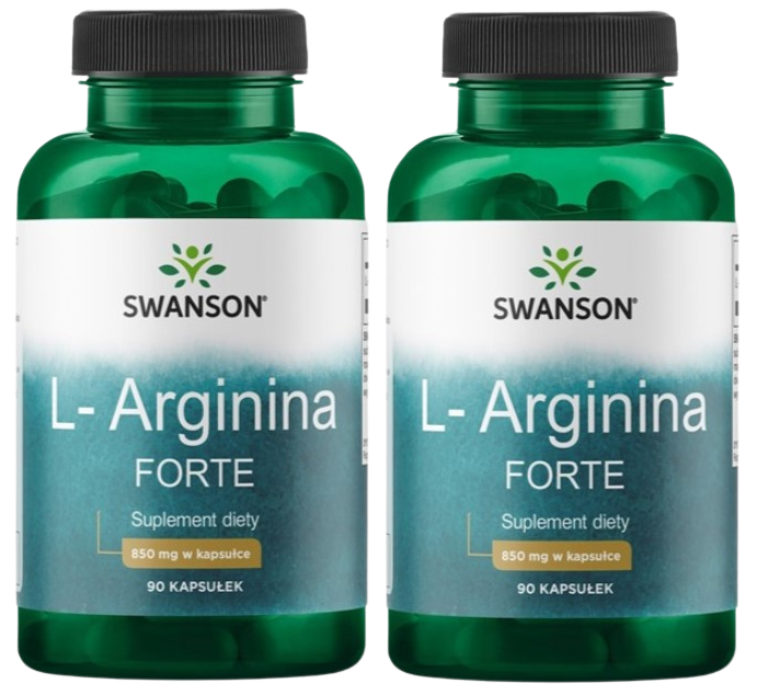 L-аргинин Swanson L-Arginine Forte, 850 мг, 2 упаковки по 90 капсул