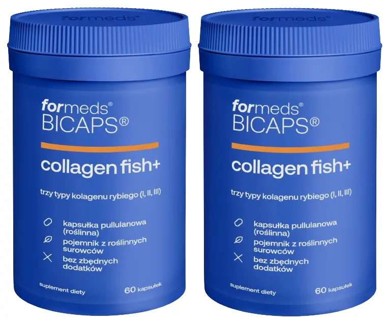 Коллаген рыбный ForMeds Bicaps Collagen Fish+, глюкозамин и хондроитин, 2 упаковки по 60 капсул