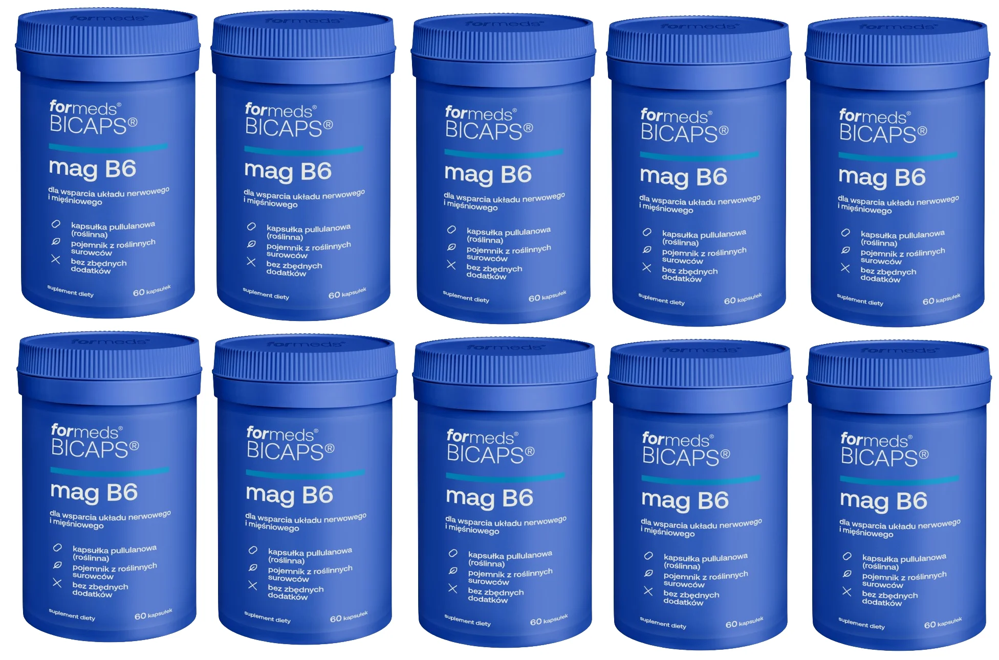 Магний ForMeds Bicaps Mag B6, цитрат магния с B6, 10 упаковок по 60 капсул