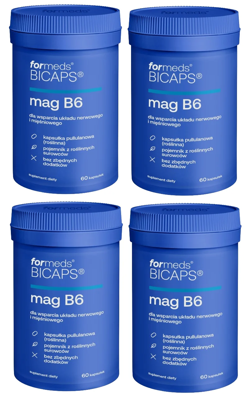 Магний ForMeds Bicaps Mag B6, цитрат магния с B6, 4 упаковки по 60 капсул