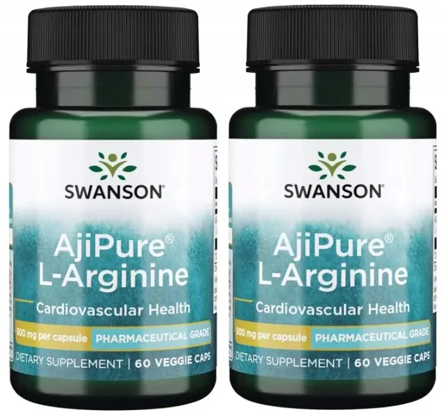 L-аргинин Swanson AjiPure L-Arginine, 500 мг, растительные капсулы, 2 упаковки по 60 шт