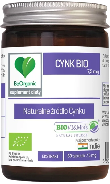 Цинк BeOrganic Bio 7,5 мг, из базилика и шиитаке, 60 таблеток