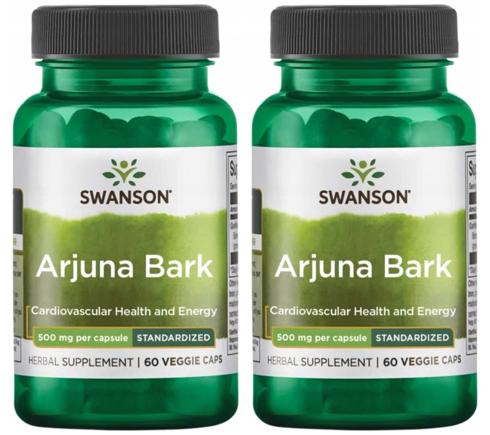 Экстракт коры арджуны Swanson Arjuna Bark, 500 мг, растительные капсулы, 2 упаковки по 60 шт