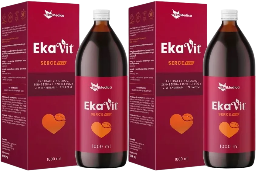 Комплекс для сердца EkaMedica EkaVit Serce, боярышник и женьшень, с витаминами, жидкость, набор 2 x 1 л
